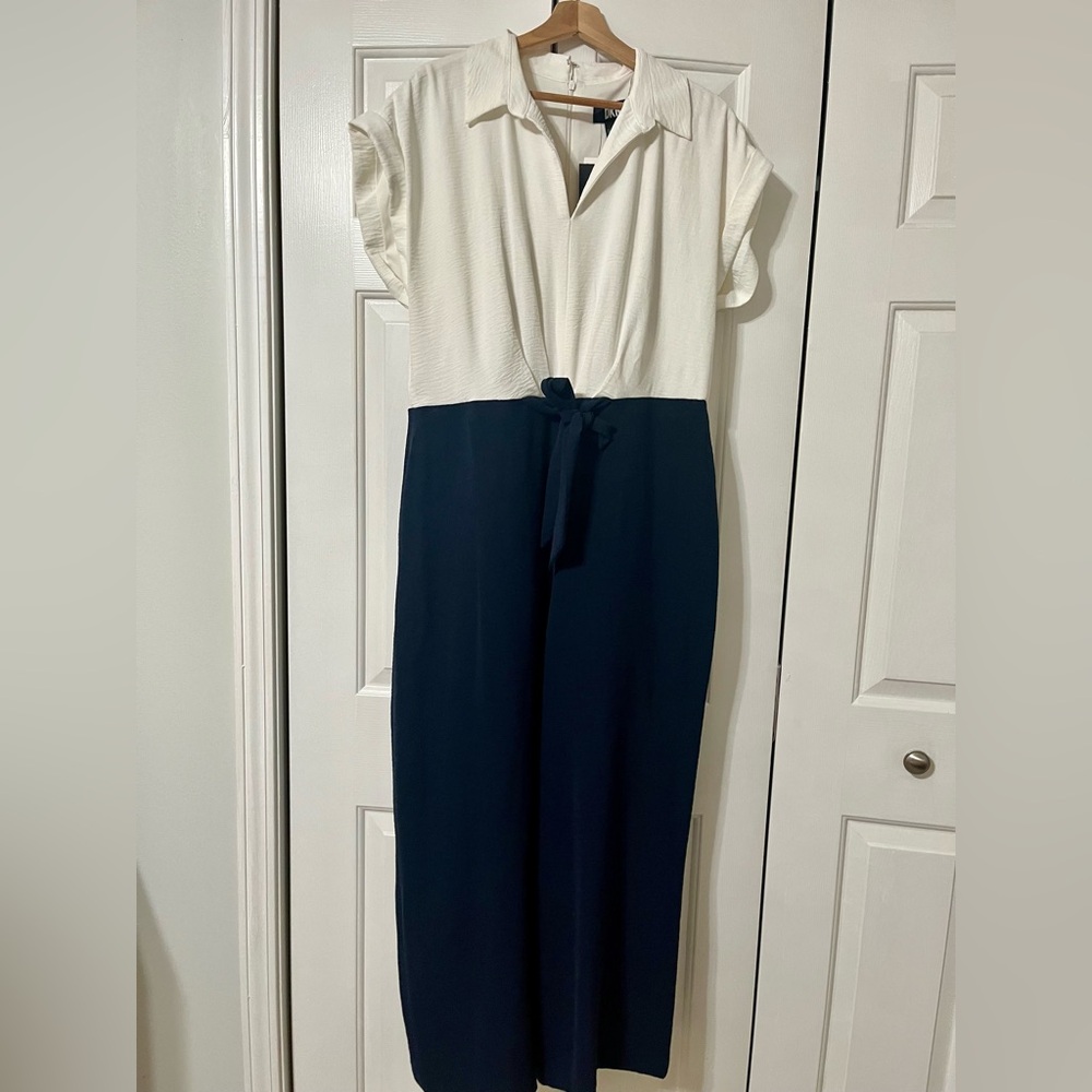 Two-Tone Jumpsuit with Tie Waist